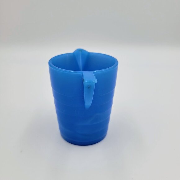 Vintage Akro Agate Pitcher Teapot Stacked Disc Blue Child’s Pitcher Read - Picture 4 of 10